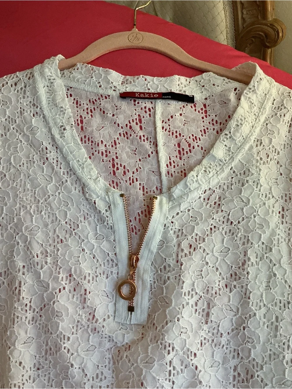 White Lace Eyelet V-Neck Short Sleeve Cover Up Top - T3 or US 8/10